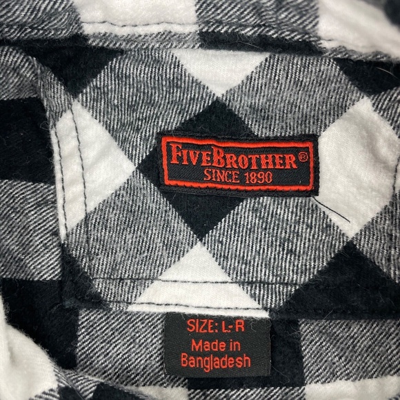 Five Brother Women's Size L Flannel Shirt Plaid Black Plaid Reinforced Bust - Picture 2 of 5